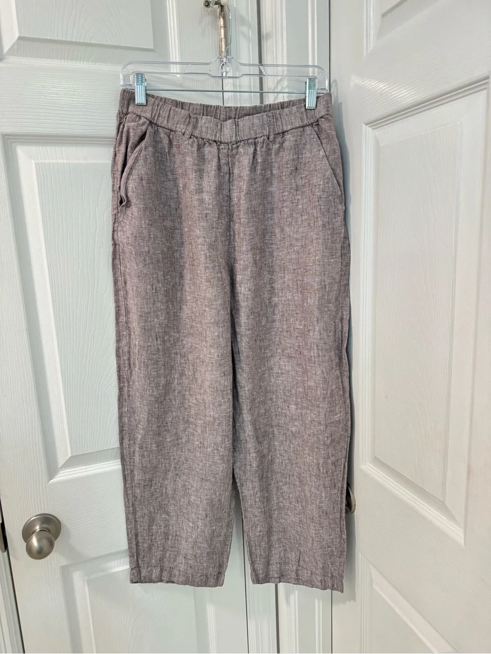 Quince 100% European Linen Pants in Taupe Brown Chambray size M